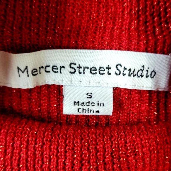 MERCER STREET STUDIO Red Sequin Mock Neck Sweater - Picture 7 of 8